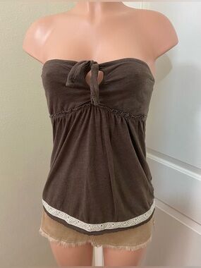 Y2k Vintage hollister brown babydoll tube top